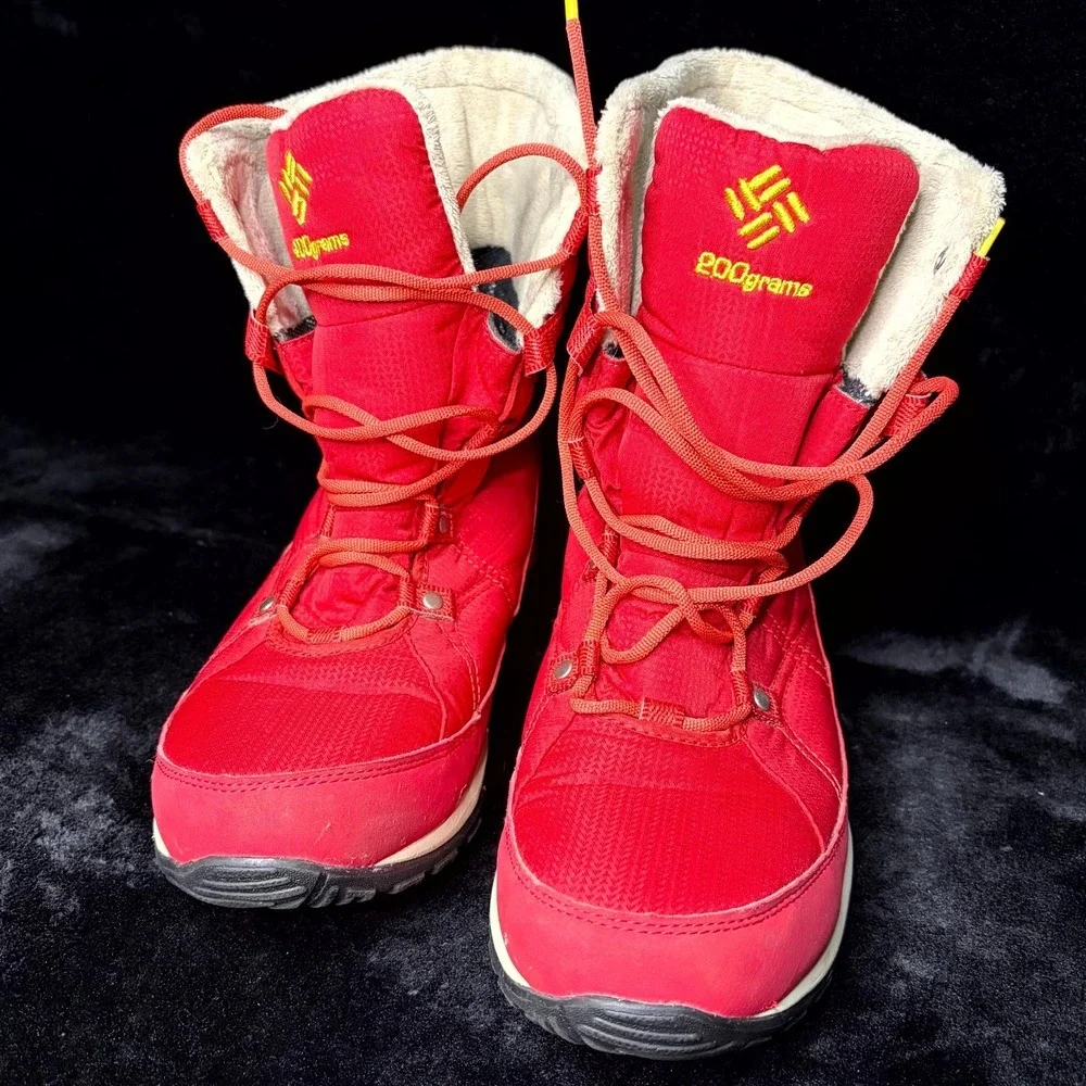 Columbia Minx Fire BL1646-655 Womens US 10 Winter Boots‎ Ruby/Yellow Waterproof